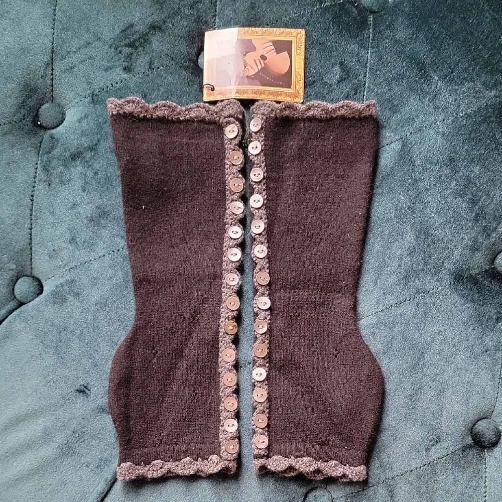 Steampunk Black and Gray Buttoned Arm Warmers By Boho By Moe Munroe NWT
